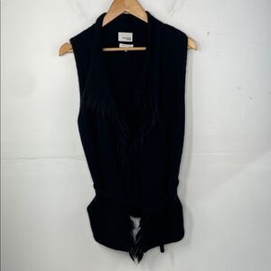 Wilfred Free Black Alpaca Wool Blend Sweater Vest with Fringe size Small